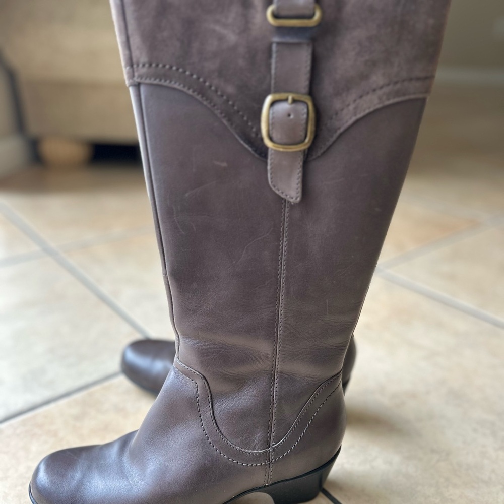 Elegant Brown Leather Knee-High Boots